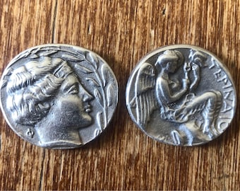 Greece Greek Italy Bruttium Terina Nomos Quality Museum Remake silver plate coin Nymph Nike Angel Xmas gift Education coins