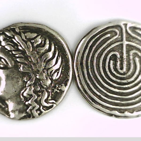 Greece Greek Crete God Apollo Labyrinth Knossos Stater Silver plated coin Education Jewelry Easter Xmas Gift Birthday light music wisdom