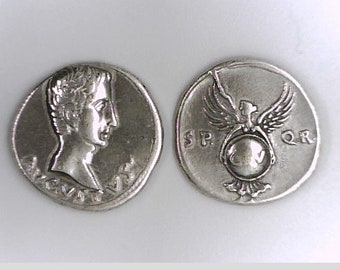 Italy Roman Empire Imperial Emperor Augustus Rome Aureus SPQR Victory Xmas Christmas Gift Education Birthday Present Passover Silver plated