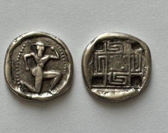 Greece Greek Crete King Minos Knossos Minotaur Labyrinth Stater Silver Plated coin Education Educational Jewlery Easter Xmas Gift Birthday