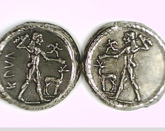Greece Greek Italy Italia Bruttium Kaulonia Nomos ancient coin God Apollo Stag or deer Present Xmas Gift Present
