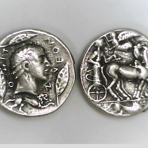 Griechenland Griechisch Italien Italien Sizilien Leontini Tetradrachme Arethusa Wagen Nike Delfine alte Münze Museum Remake Münze Münzen
