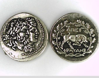 Greece Greek Macedon Epeiros Republic Federal coinage Didrachm Zeus and Dione jugate busts or Bull ancient coin Present Xmas Gift silver pl.