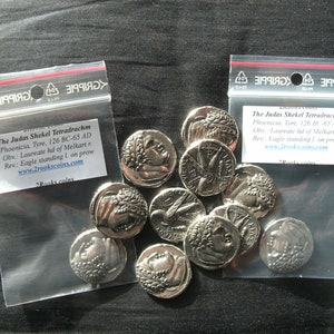 Lot of the 30 silver Judas Shekel coins Jewish Judaean Eagle Museum Remake Silver plated coin Pascha Passover gift Education Israel Easter
