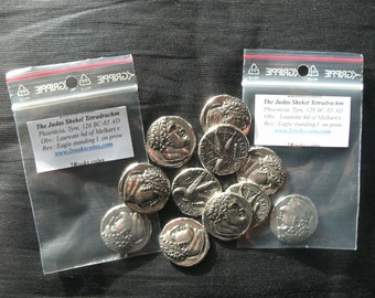 Lot of the 30 silver Judas Shekel coins Jewish Judaean Eagle Museum Remake Silver plated coin Xmas Passover gift Education Tax Israel Easter