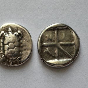 Greece Greek Islands off Attica Aegina Aigina Stater Sea Turtle Marine Life Tortoise Incuse Square Xmas Educational Christmas Gift Education