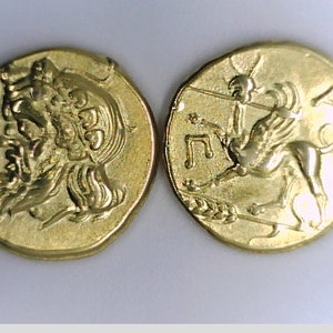 24K Gold plate Greece Greek Black Sea Pantikapaion Bosporus Jewelry High Quality Museum Remake coin Pan Griffin Xmas gift Education