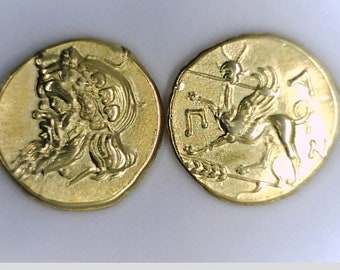 24K Gold plate Greece Greek Black Sea Pantikapaion Bosporus Jewelry High Quality Museum Remake coin Pan Griffin Xmas gift Education