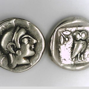 Greece Greek Attica Athens Archaic type Tetradrachm coin Jewelry High Quality Museum Restrike silver pl coin Athena Owl Xmas gift Education