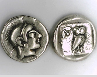 Greece Greek Attica Athens Archaic type Tetradrachm coin Jewelry High Quality Museum Restrike silver pl coin Athena Owl Xmas gift Education
