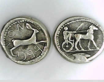 Greece Greek Italy Bruttium Rhegion Drachm Jewelry Jewelries Quality Museum Remake silver plate coin Charioteer Hare Xmas gift Education