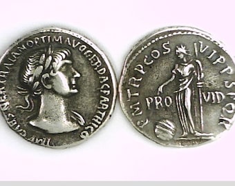 Roman Empire Imperial Emperor Trajan Rome mint Denarius coin Providentia Standing Xmas Christmas Gift Education Birthday Present Passover