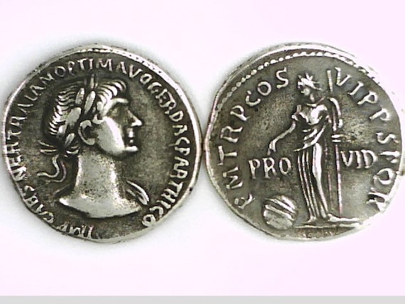 Roman Empire Imperial Emperor Trajan Rome Mint Denarius Coin
