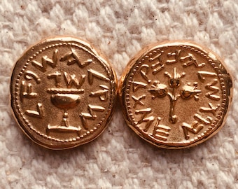 24k Gold plated Shekel Jewish Judean coin Jerusalem Jewelry High Quality Museum Remake coin Xmas Passover Easter gift Education Tax Israel