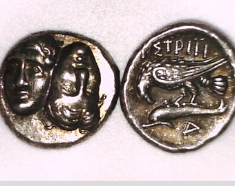 Greece Greek Thrace Moesia Istros Drachm Two Male heads Twins Twin Boys Janiform Sea Eagle Dolphin coin Education Jewelry Xmas Gift Birthday
