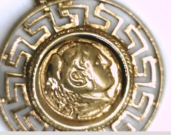 24K Gold plated Silver 925 Greece Macedonia King Alexander The Great Ancient coin Pendant Jewelry Handmade Ladies Women Men Present Birthday