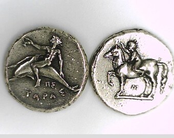 Greece Colonies of Italy Calabria Tarentum Nomos Dolphin Horse Nude Youth Jewelry Museum Remake silver pl coin Xmas gift Education Marine