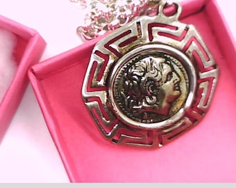 Silver 925 Greece Macedonia Alexander Ancient coin King Lysimachus Pendant Jewelry Handmade Xmas Ladies Women Girl Men Present Birthday Gift