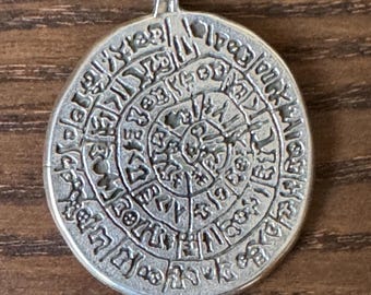 Phaistos Disc Pendant: Crete Ancient Coin Jewelry, Handmade