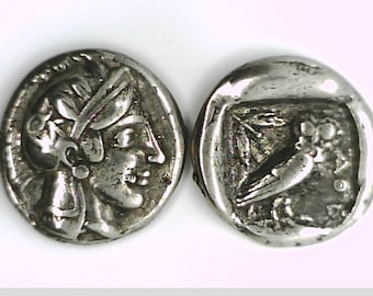 Greece Greek Attica Athens Tetradrachm coin Jewelry Jewelries High Quality Museum Remake silver plate coin Athena Owl Xmas gift Education