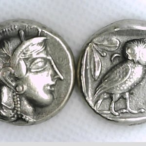 Greece Greek Attica Athens Tetradrachm coin Jewelry Jewelries High Quality Museum Remake silver plate coin Athena Owl Xmas gift Education