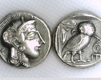 Greece Greek Attica Athens Tetradrachm coin Jewelry Jewelries High Quality Museum Remake silver plate coin Athena Owl Xmas gift Education