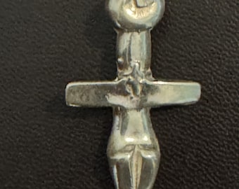 The famous Cross like Ancient Idol found at Pomos excavations in 925 Sterling Silver 8.1 g. Jewelry Pendant Christmas Handmade Gift Cyprus