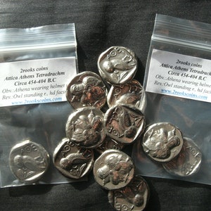 Wisdom Lot of 30 coins Greece Greek Attica Athens Tetradrachm coin Jewelry Museum silver plate Athena Owl Xmas Education Graduation Gift