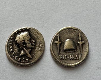 Roman Emperor Brutus Denarius Northern Greece mint coin Liberty cap two daggers Christmas Gift Ides of March EID MAR Eidibus Martiis