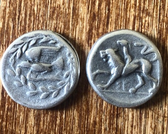 Greece Greek Sikyonia Sykion Sikion Quality Museum Remake silver plate coin Lion Dove Wreath Xmas gift Education
