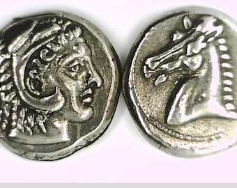 Greece Greek Italy Sicily Entella Tetradrachm coin Herakles or Hercules wearing Nemean Lions Scalp Horse Christmas Xmas Gift Present