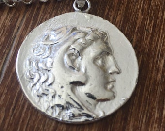 The famous Alexander The Great Tetradrachm Memphis Egypt coin in Sterling Silver Jewelry Pendant Graduation gift Greece Macedonia Handmade