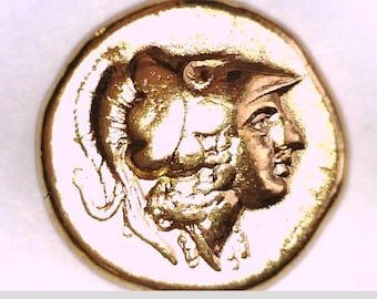 24K Greece Greek Alexander The Great Stater AV Ancient coin Replica Aigai or Amphipolis mint Athena Corinth Helmet Nike Kantharos Xmas Gift