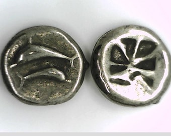 Greece Greek Cyclades Thera Santorini Archaic Stater Two Dolphins Incuse Square Educational Xmas Christmas Gift Education Birthday Present