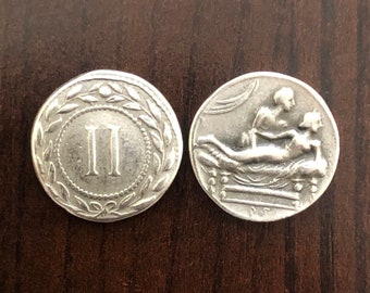 Lot of one token Italy Rome Roma Tiberius Roman Erotic Scene Spintriae Love Gift Sex Sexual Valentine Valentines Xmas Present Christmas