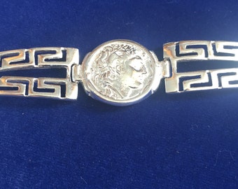 King Alexander The Great Lysimachus Sterling Silver 925 Jewelry wrist Bracelet coin Xmas gift Christmas Present
