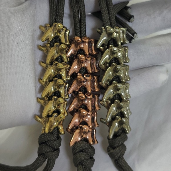6 pcs Brass Vertebral Bones Bead,Copper Casting Vertebra Skeleton Bead,DIY Pendant Bracelet Lanyard Backpack Paracord Bead,EDC Knife Bead