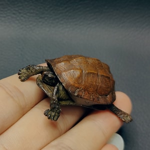 Lifelike Bronze Turtle Statue, Solid Copper Casting Turtle Metal Artwork\Land tortoise\Head Can Move\Metal Collecting decor,EDC Tea Pet Gift