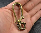 Pure Solid Copper Skull Keychain Handmade, Lost Wax Casting Hand Polishing Brass Staute, Personalized keychain EDC toy DIY Car Key Clasp
