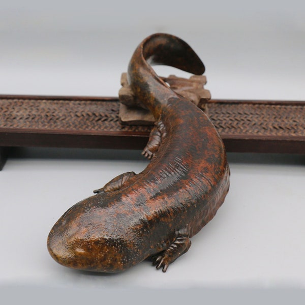 Lost Wax Casting Bronze Fish Crafts,Copper Metal Ancient Dollfish Figurine Artwork,Bronze Ornaments,Home Decoration Giant Salamander