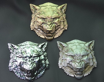 3D three-dimensional Alloy Wolf King，Metal Wolf Logo，Wolf Head Car Sticker Logo, Zinc Alloy Wolf Dog Car Sticker，Car Motorbike Decal Emblem