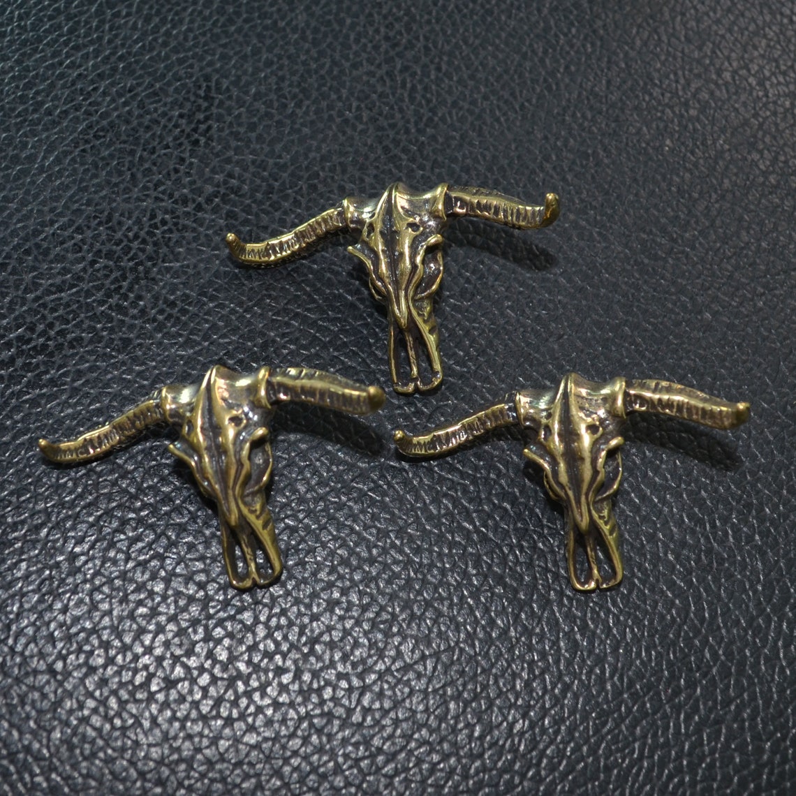 3 PCS Solid Copper Classic Bull Head Skull Screwback Conchos Etsy