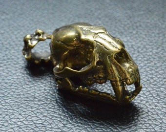 Handmade Brass Copper Tiger skull Pendant,  Lost Wax Casting, Pendant Decor Key pendant, Personalized gift