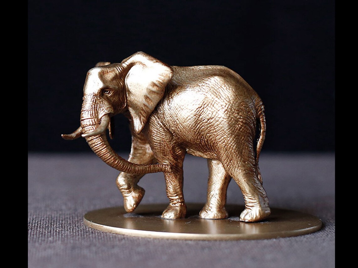 Solid Copper African Elephant Cute Statue Brass Lost Wax Etsy