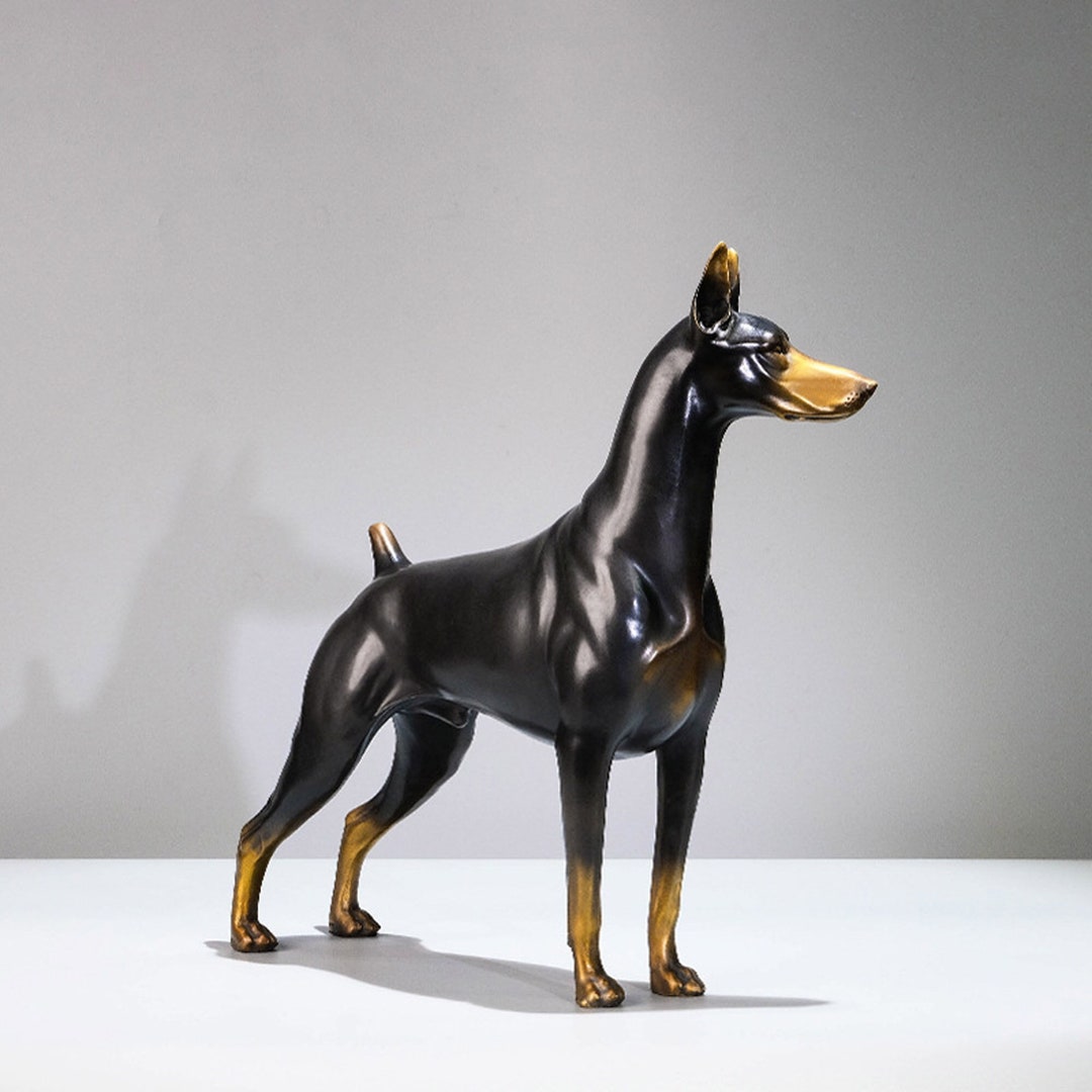 Buste Dobermann Non Coupé – Sculpture Miniature En Résine Bronze – Art Dog (FR)