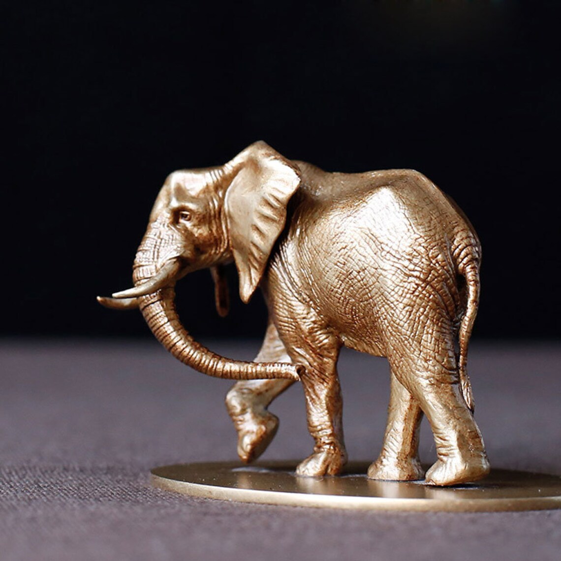 Solid Copper African Elephant Cute Statue Brass Lost Wax Etsy