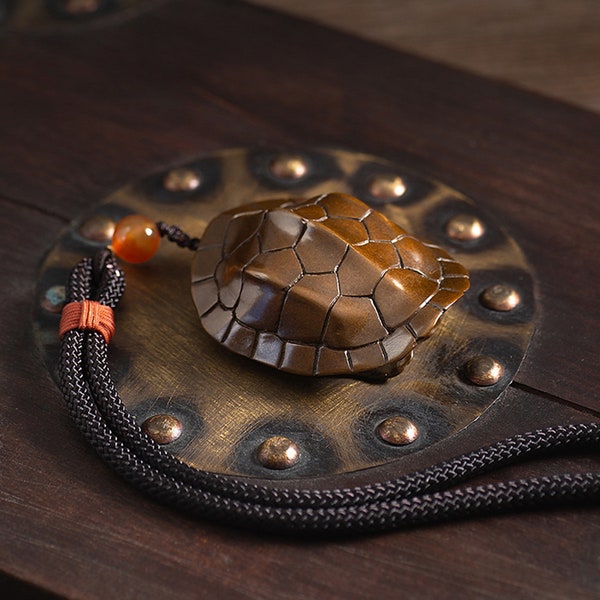 Pendentif écaille de tortue en bronze massif, moulage fin, décoration de statue d'écaille de tortue en cuivre pur, jouet EDC écaille de tortue en métal, collection bronze