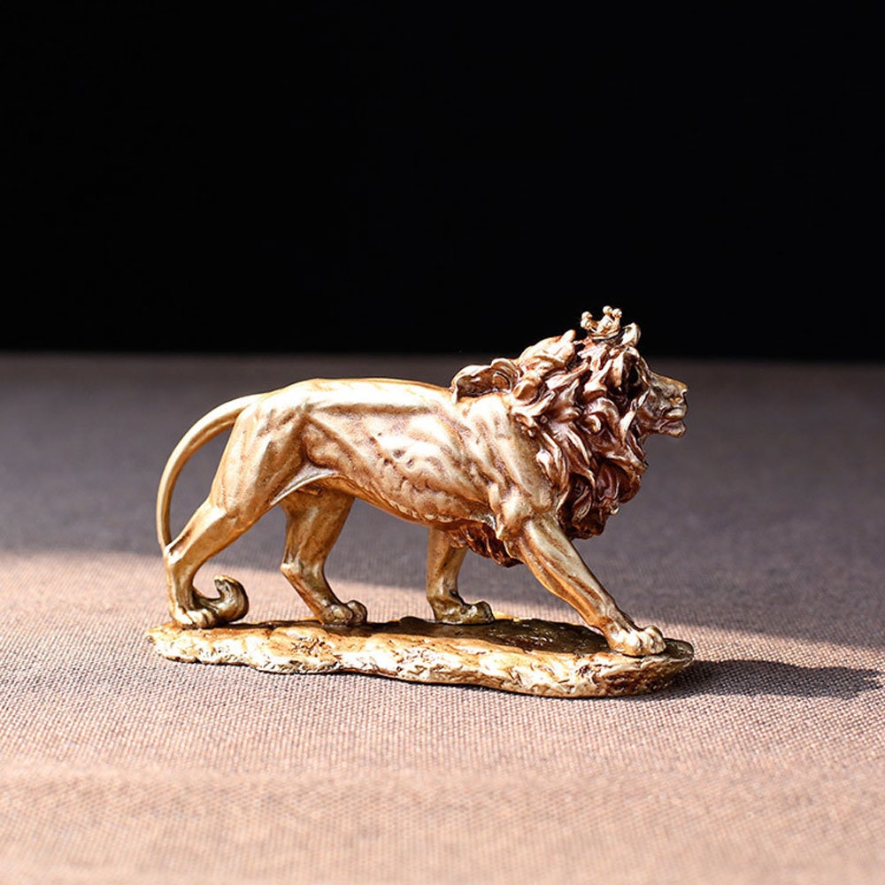 Copper Crowned Lion Statue Solid Brass Lost Wax Casting Metal Etsy