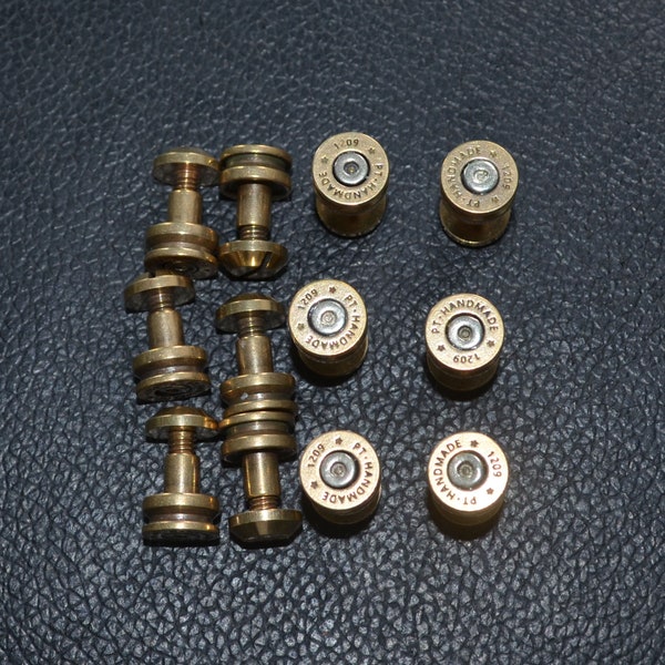 12 Stück Kupfer Bullet Form Leder Verschluss Nieten Leder Accessoires Dekoration Screw Post, Conchos DIY Brieftasche Lederzubehör