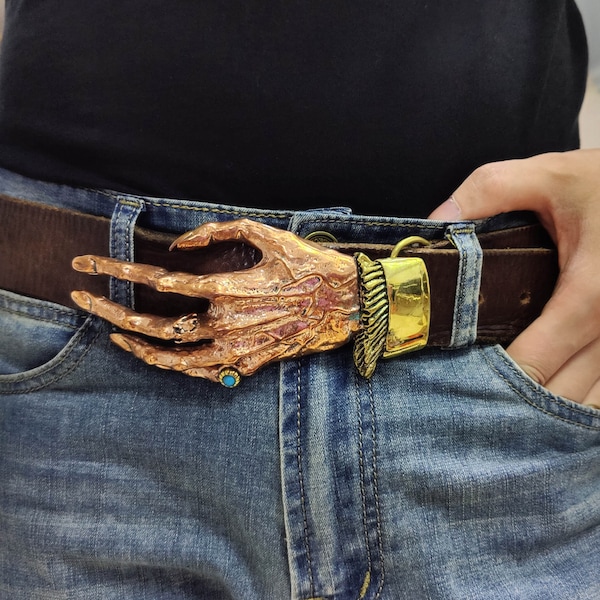 5.9"Pure Copper Metal Belt Buckle,Brass Metal God's Hand Creative Buckle,Devil's Hand,Gothic metal belt buckle,Personalized belt buckle,Gift